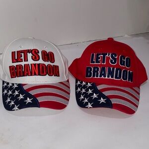 The MAGA Mall Patriotic Let's Go Brandon Caps Set Of 2 Red & White